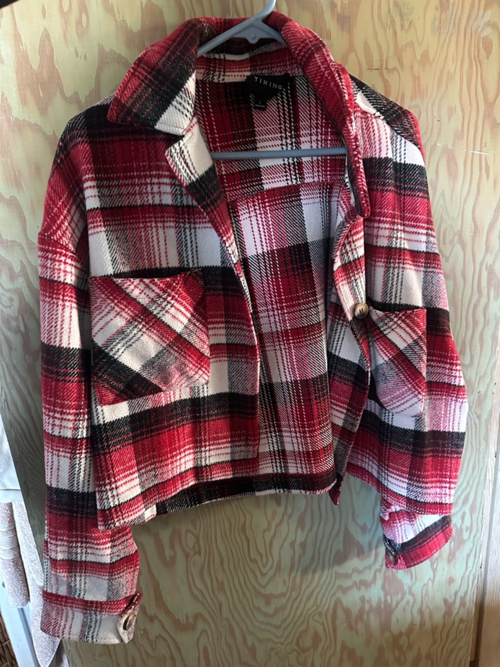 Red & White Plaid Crop Jacket